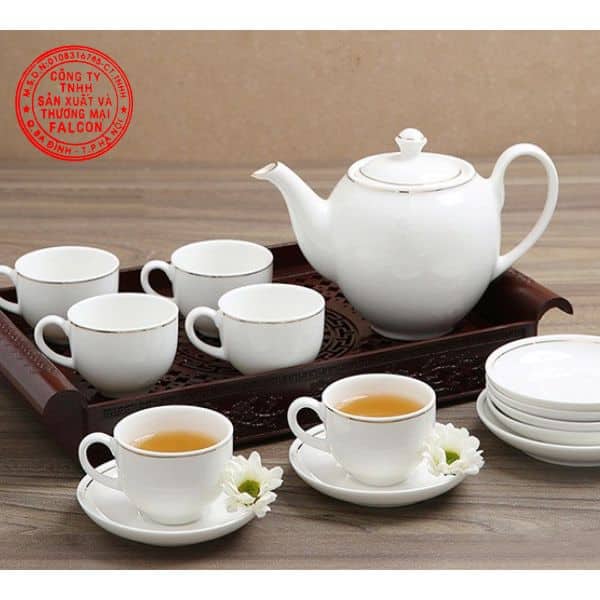 Bộ tách trà cafe được Falcon cung cấp chất liệu gốm sứ chính hãng
